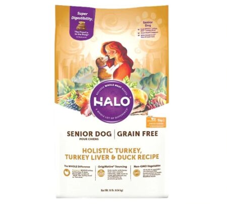 Halo Holistic Grain Free for Senior Dogs Turkey, Turkey Liver, and Duck Recipe -- 10 lbs