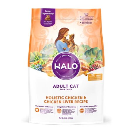 Halo Natural Dry Cat Food Chicken & Chicken Liver Recipe -- 10 lb