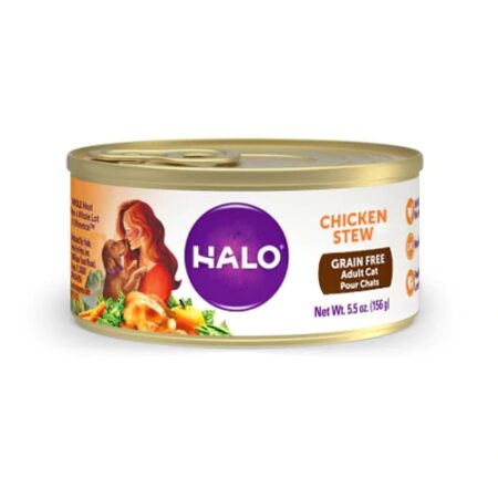 Halo Purely For Pets Grain Free Adult Cat Food Chicken Stew -- 5.5 oz Each / Pack of 12