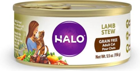 Halo Purely For Pets Grain Free Adult Cat Food Lamb Stew -- 5.5 oz Each / Pack of 12