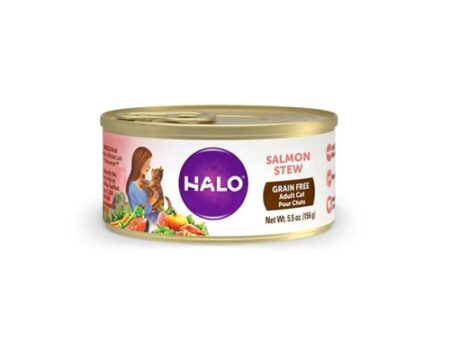 Halo Purely For Pets Grain Free Adult Cat Food Salmon Stew -- 5.5 oz Each / Pack of 12