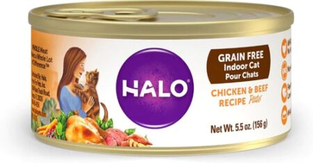 Halo Purely For Pets Grain Free Indoor Pate Cat Food Chicken & Beef Recipe -- 5.5 oz Each / Pack of 12