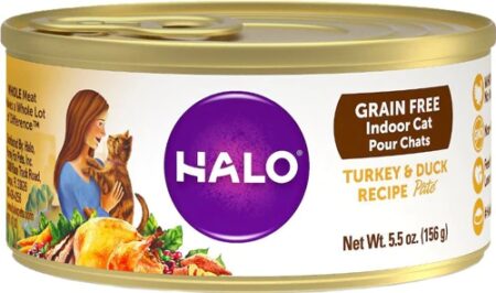 Halo Purely For Pets Grain Free Indoor Pate Cat Food Turkey & Duck Recipe -- 5.5 oz Each / Pack of 12