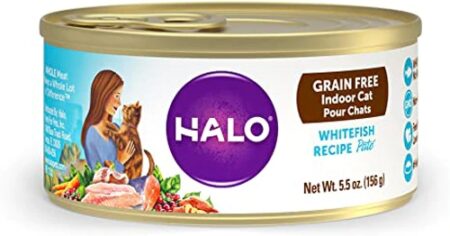 Halo Purely For Pets Grain Free Indoor Pate Cat Food Whitefish Recipe -- 5.5 oz Each / Pack of 12