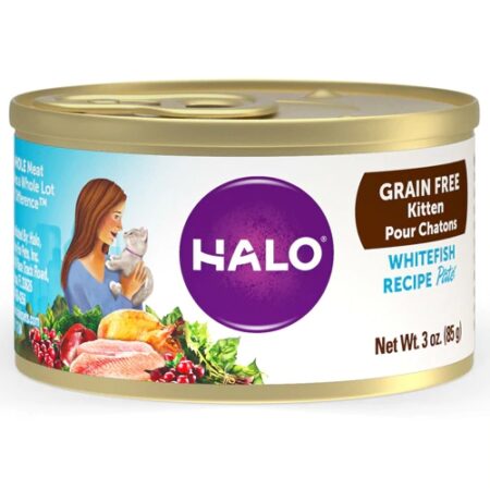 Halo Purely For Pets Grain Free Kitten Food Whitefish Recipe -- 3 oz Each / Pack of 12