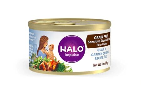 Halo Purely For Pets Impluse Grain Free Sensitive Stomach Cat Food Quail & Garden Greens Recipe -- 5.5 oz Each / Pack of 12