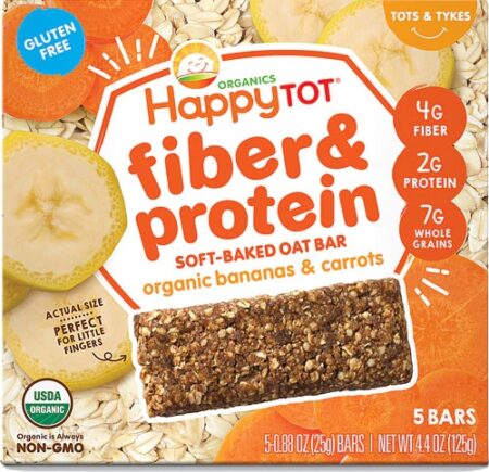 Happy Baby HappyTot® Fiber & Protein Soft-Baked Bar Organic Bananas & Carrots -- 5 Bars