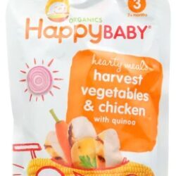 Comida Orgânica para Bebês Happy Baby Hearty Meals Estágio 3 – Legumes da Colheita e Frango com Quinoa – 113g