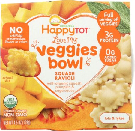 Happy Baby Organics Happy Tot Love My Veggies Bowl - Tot Squash Ravioli -- 4.5 oz