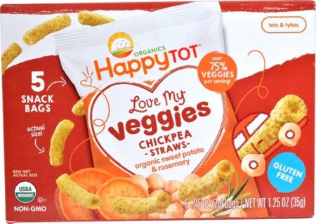 Happy Baby Organics Happy Tot® Love My Veggies Chickpea Straws Organic Sweet Potato & Rosemary -- 5 Bags