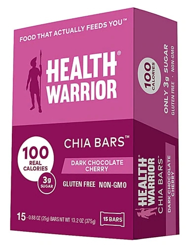 Health Warrior Chia Bars Sem Glúten Vegano Chocolate Amargo e Cereja - 15 Barras (Aprox. 453g)