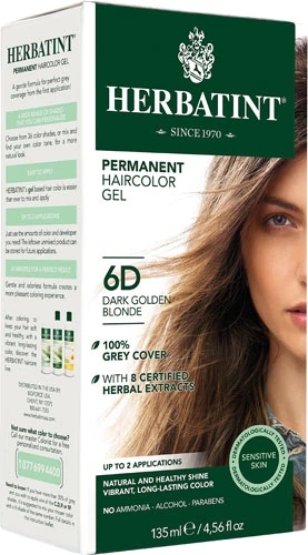 Herbatint Gel Coloração Permanente 6D Louro Dourado Escuro 135ml - Cor Vibrante e Saudável