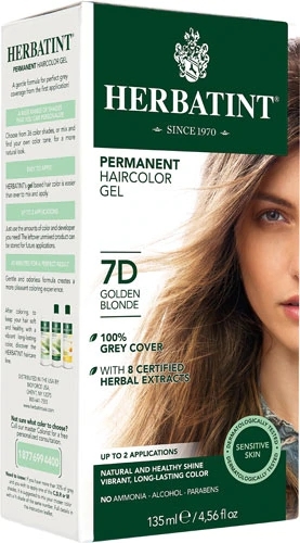 Herbatint Gel Tintura Permanente 7D Dourado Claro - 135ml - Coloração Suave e Brilhante