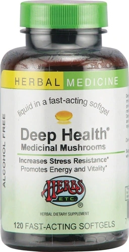 Herbs Etc. Deep Health® Cogumelos Medicinais - 120 Cápsulas Softgel para Bem-Estar Profundo
