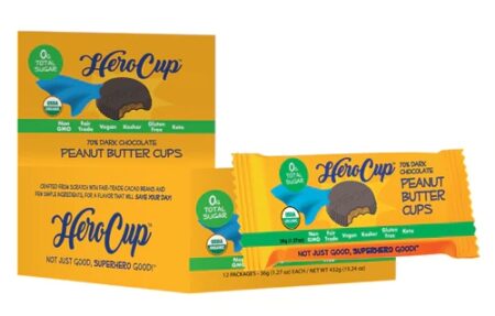 Hero Cup Organic 70% Dark Chocolate No Sugar Added Peanut Butter Cup -- 12 Pack