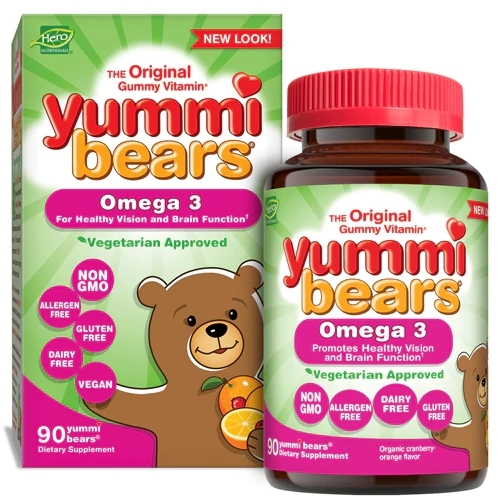 Hero Nutritionals Yummi Bears Ômega 3 com Semente de Chia Sabor Frutas Naturais 90 Gomas