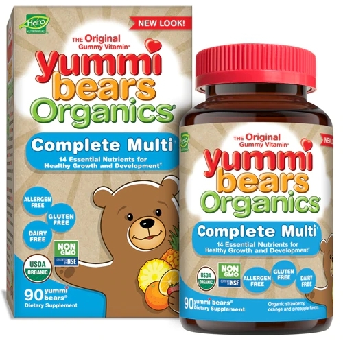 Hero Nutritionals Yummi Bears Organics® Multivitamínico Infantil Sabor Frutas Naturais - 90 Gomas Mastigáveis