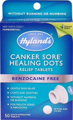 Hyland's Canker Sore Healing Dots - 50 Comprimidos de Dissolução Rápida para Alívio de Aftas