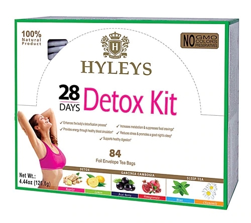 Hyleys Tea Detox Kit Programa 28 Dias - 84 Sachês de Chá para Detox e Bem-Estar