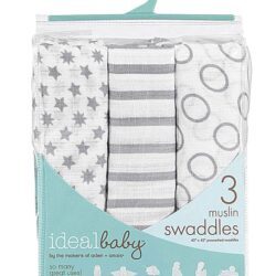 Ideal Baby Por Aden + Anais: 3 Panos de Musselina Pint Size (80cm x 80cm cada) - Conforto Respirável e Segurança para Bebês