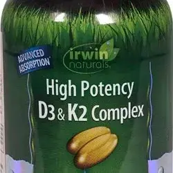 Irwin Naturals High Potency D3 & K2 Complex - 60 Cápsulas Líquidas Gelatinosas
