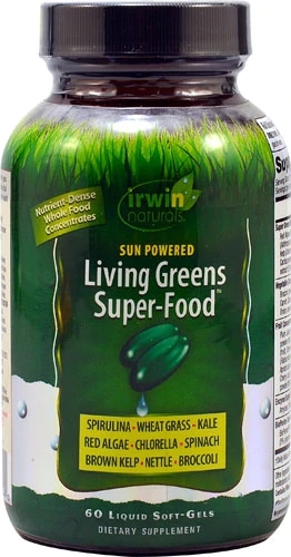 Irwin Naturals Sun Powered Living Greens Super-Food - 60 Cápsulas Líquidas | Nutrição Completa