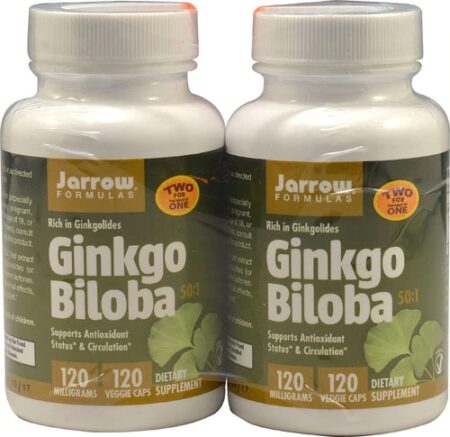 Jarrow Formulas Ginkgo Biloba Twin Pack -- 120 mg - 120 Veggie Caps