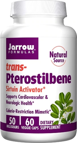 Jarrow Formulas Trans-Pterostilbene 50mg - 60 Cápsulas Veggie Ativador de Sirtuína