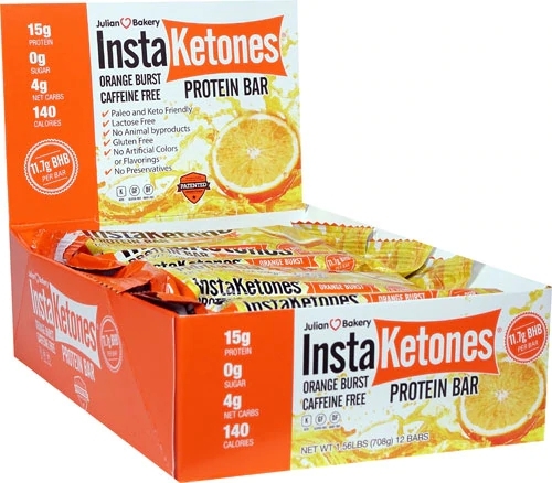 Julian Bakery InstaKetones® Barra de Proteína Sabor Laranja - 12 Barras (Aprox. 600g)