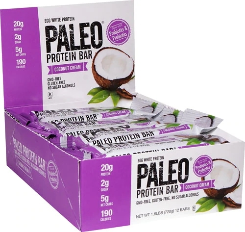 Barras de Proteína de Clara de Ovo Paleo Coconut Cream Julian Bakery - Caixa com 12 Unidades (Aprox. 600g)