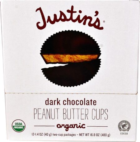 Justin's Peanut Butter Cups Dark Chocolate -- 12 Two-Cup Packages