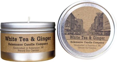 Kalamazoo Candle Company Tin Candle - White Tea and Ginger -- 6.5 oz