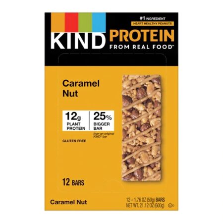 Kind 12G Protein Bar Gluten Free Toasted Caramel Nut -- 12 Bars