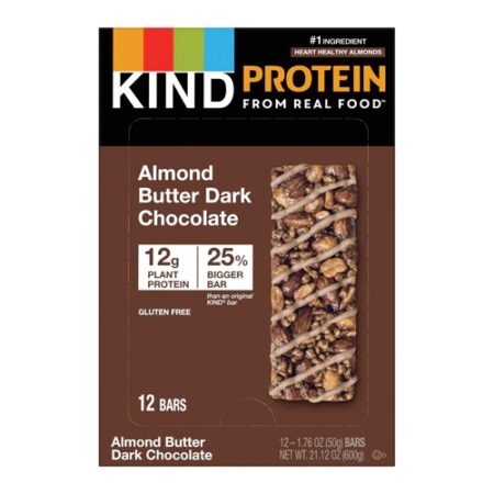 Kind 12G Protein Bars Gluten Free Almond Butter Dark Chocolate -- 12 Bar