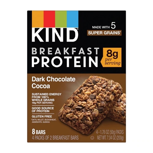 Barras de Proteína Kind com Chocolate Amargo e Cacau, Sem Glúten - Pacote com 4 Caixas (8 Barras)
