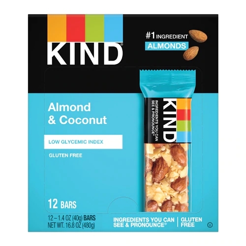 Kind Fruit and Nut Bars Amêndoa e Coco - Caixa com 12 Barras (Aprox. 408g)
