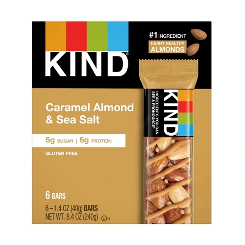 Kind Nuts and Spices Barra de Caramelo e Amêndoa com Sal Marinho - 6 Barras (210g)