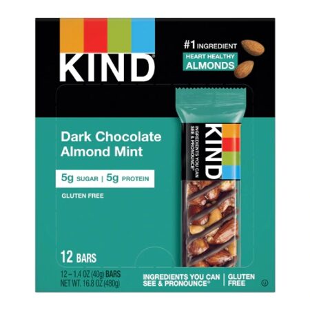 Kind Nuts & Spices Bars Dark Chocolate Almond Mint -- 12 Bars