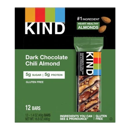 Kind Nuts & Spices Bars Dark Chocolate Chili Almond -- 12 Bars