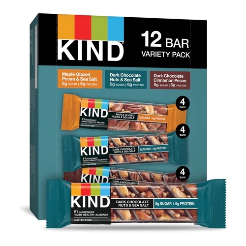 Kind Nuts & Spices Barras de Lanches Sortidas - Pacote com 12 Barras (Sabores Variados)