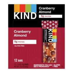 Kind Plus Bars Cranberry Almond com Antioxidantes e Macadâmia - Caixa com 12 Barras (Aproximadamente 480g)