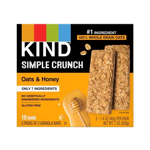 Kind Simple Crunch Granola Bar Aveia e Mel - Pacote com 5 Unidades
