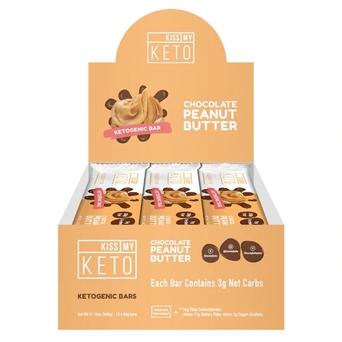Barra Ketogênica Kiss My Keto Chocolate e Amendoim - 12 Unidades