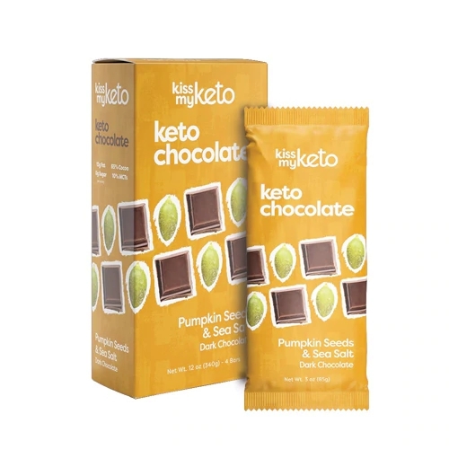 Barras de Chocolate Keto Kiss My Keto com Sementes de Abóbora e Sal Marinho - 227g (4 Barras)