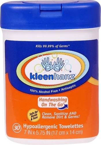 Kleenhanz Lenços Higienizadores de Mãos Hipoalergênicos On The Go® - 30 Lenços (Aprox. 25g Cada)