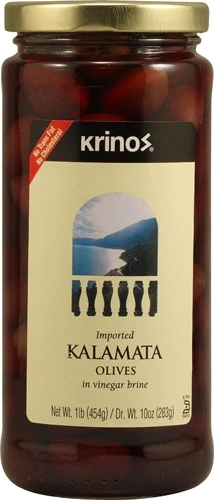 Azeitonas Kalamata Importadas Krinos em Salmoura de Vinagre - 454g