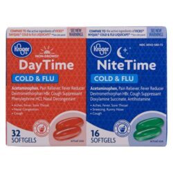 Kroger DayTime/NiteTime Congestão e Gripe - 48 Cápsulas Gelatinosas | Alívio Rápido e Eficaz