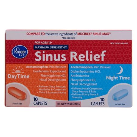 Kroger Maximum Strength Day Time/Night Time Sinus Relief -- 20 Caplets