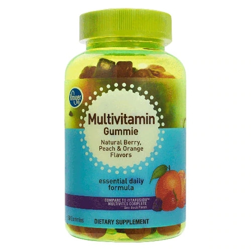 Gomas de Multivitamínico Kroger Natural Berry, Peach & Orange - 150 Gomas - Saúde e Bem-Estar Diário