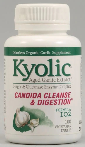 Kyolic Aged Garlic Extract™ Candida Cleanse 102 - 100 Comprimidos Vegetarianos para Saúde Intestinal